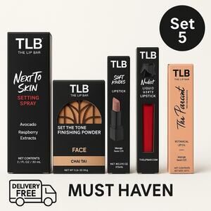 The Lip Bar Makeup Set 5 | Setting Spray, Finishing Powder, Lip Oil & Lipsticks